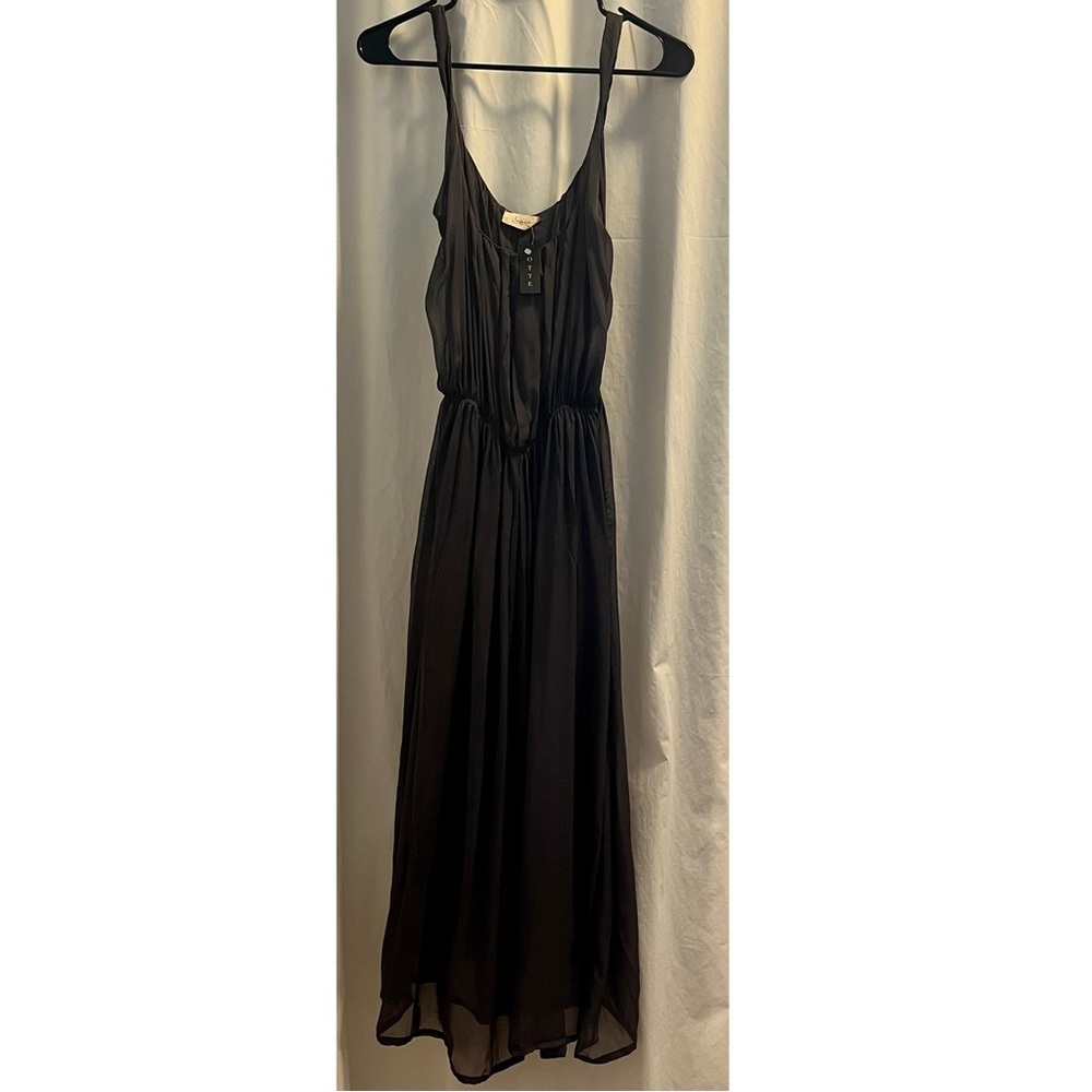 NWT Otte Navy Sleeveless Italian Elegant Silk Maxi Dress $543 Retail Size 0